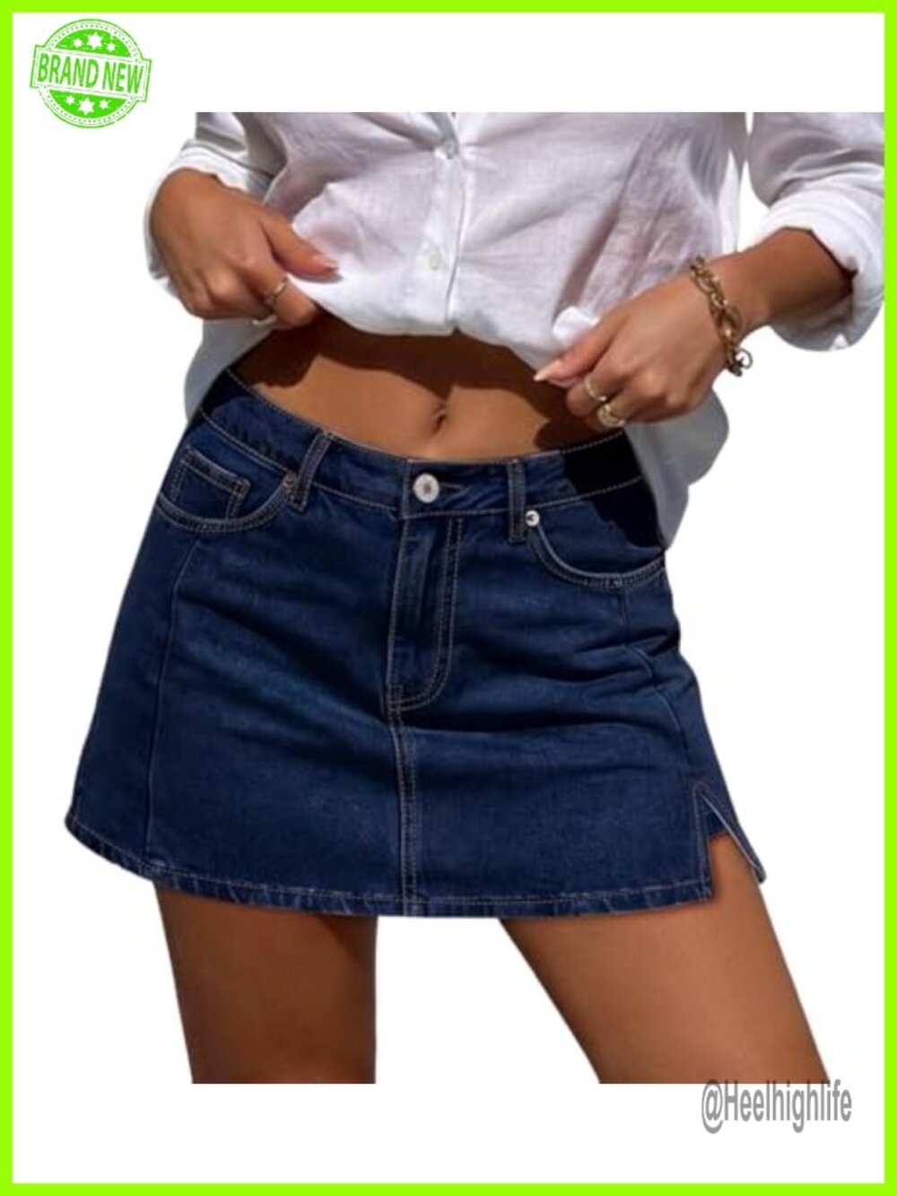 Women's High Waisted Denim Skort Skirt Stretchy Cotton Blend Jean Shorts